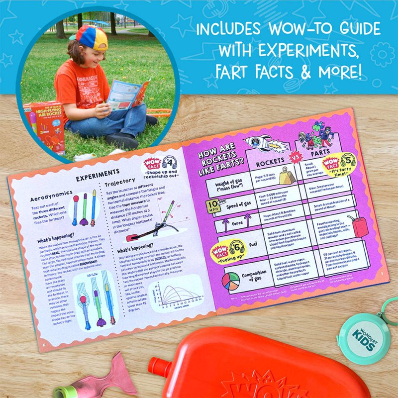 Air-Powered Rocket Science Kit for Kids Ages 4+ - Includes 3 Rocket Designs & Experiments