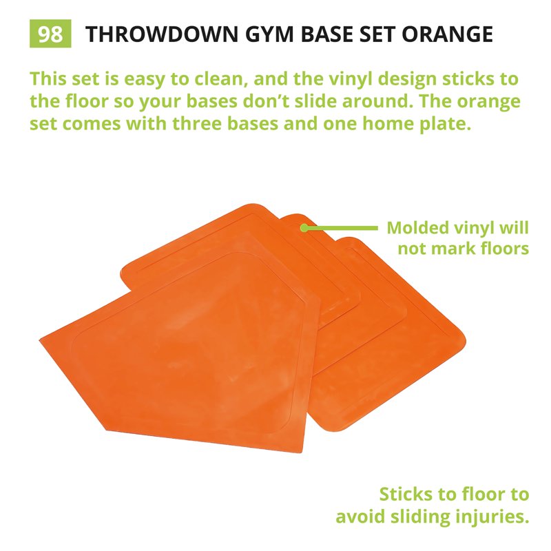 Baseball & Softball Throw Down Base Set - Rubber Bases for Training & Practice, 17x17 Inches, Orange