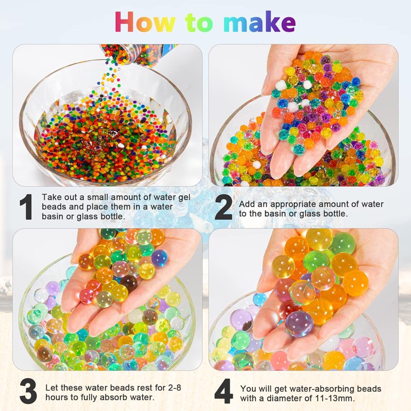Water Gel Jelly Beads Vase Filler Set - Non Toxic Water Beads for Wedding Centerpieces & Floral Arrangements