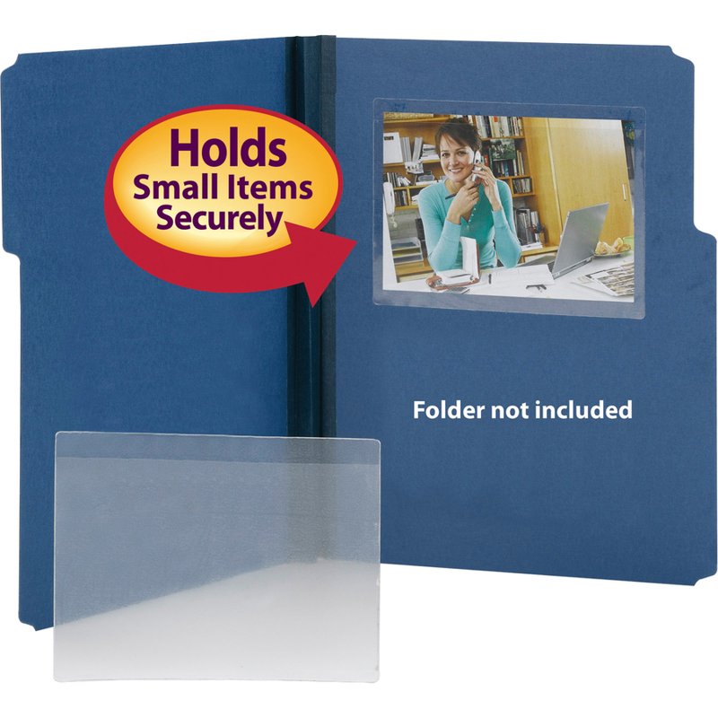 Self-Adhesive Poly File Pockets 6x4 Inch Clear Pack of 100 - Organize Files