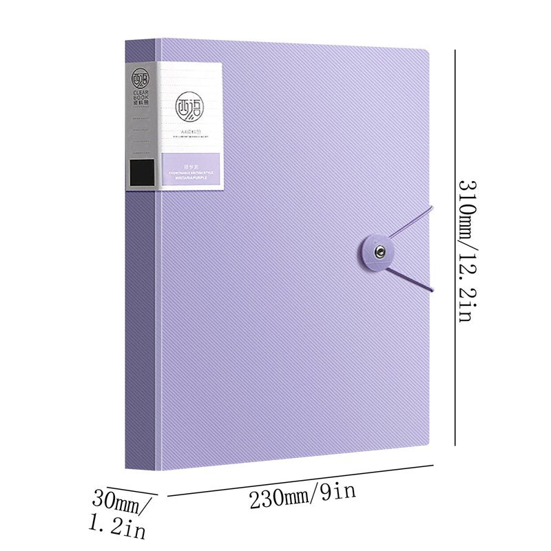 A4 Plastic Binder with 30 Transparent Sleeves - Portfolio Folder for Certificates, Photos, and Documents