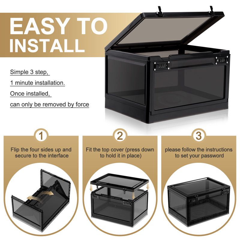 24L Lockable Medicine Safe Box with Code - Sturdy Stackable Storage Container