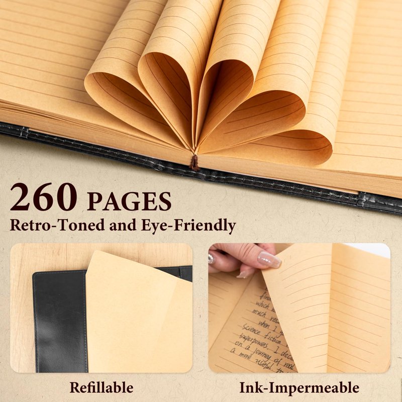 Password Protected Leather Notebook with Lock, A5 PU Cover - Multiple Colors
