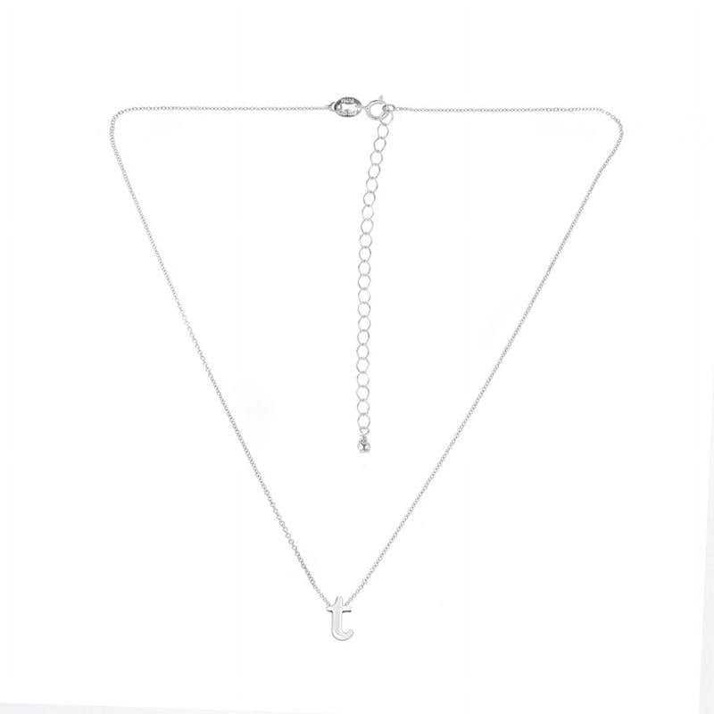 Sterling Silver Letter T Necklace 15-Inch Initial Pendant with Extender