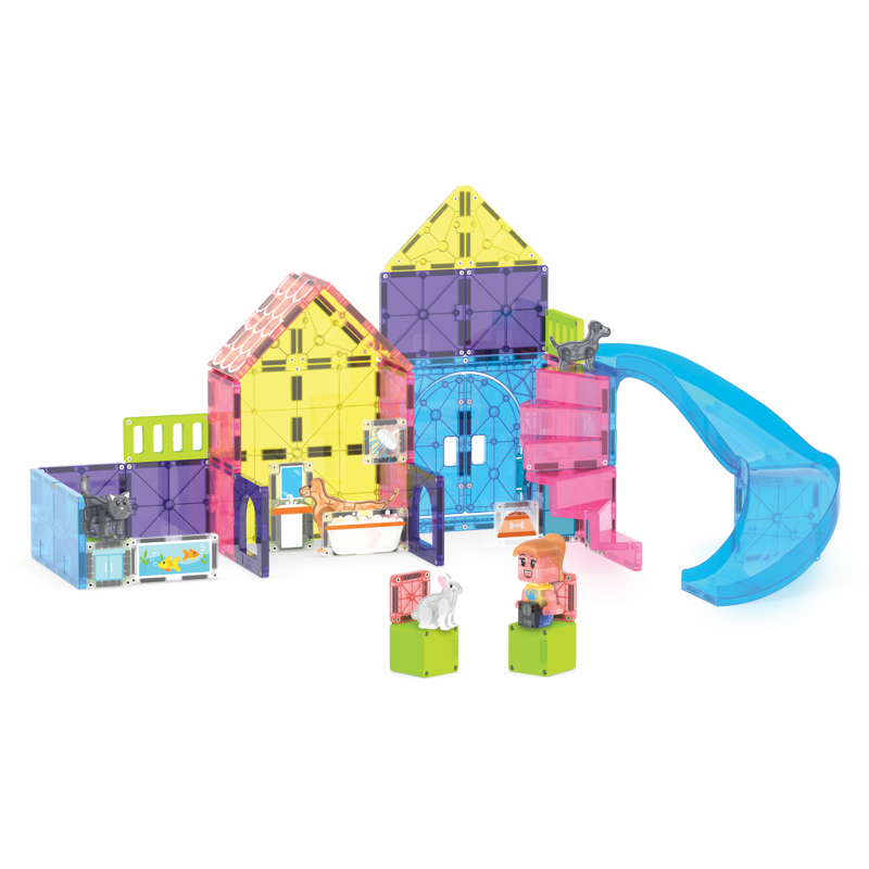 Magnetic Construction Toy Set for Kids - 50 Pieces with Pet Playhouse & Accessories