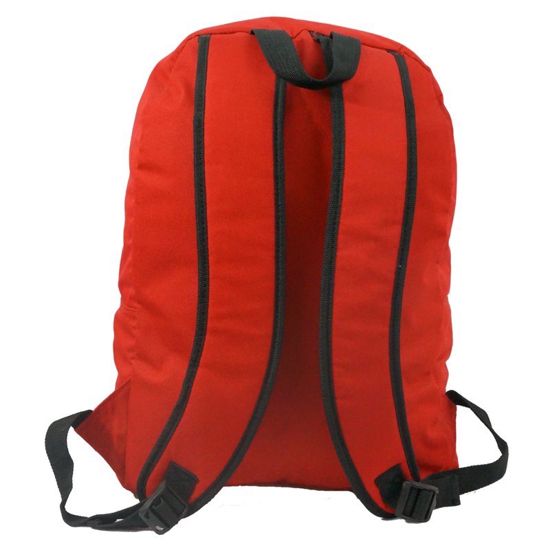 Unisex 18-Inch School Backpack with Double Zipper & Padded Straps - Red or Black