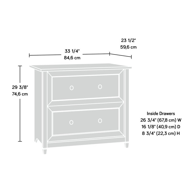 2-Drawer File Cabinet with Full Extension Slides - Black Wood Storage