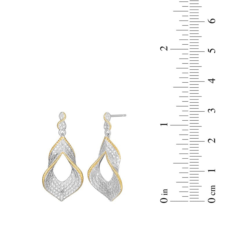 Forever Facets Diamond Accent Drop Earrings in Two-Tone Rhodium and Gold