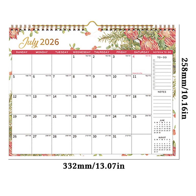 2026-2027 Wall Calendar 18-Month Planner with Holidays & Notes - Thick Paper