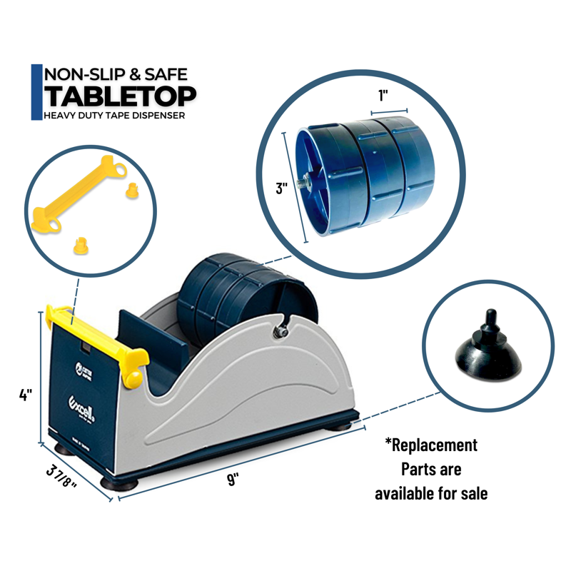 Anti Rust Desktop Adhesive Tape Dispenser with Steel Gray Finish