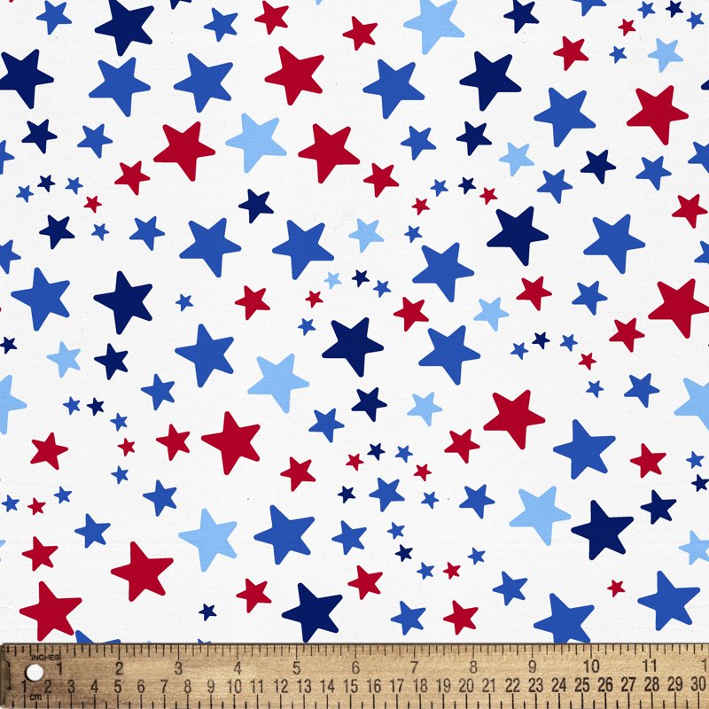 Red White Blue Star Fabric 44-Inch Wide 2 Yards Cotton Craft Material