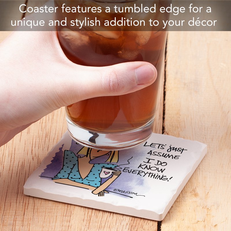 Know Everything Single Coaster Tile - Thirstystone Absorbent Stone 4x4