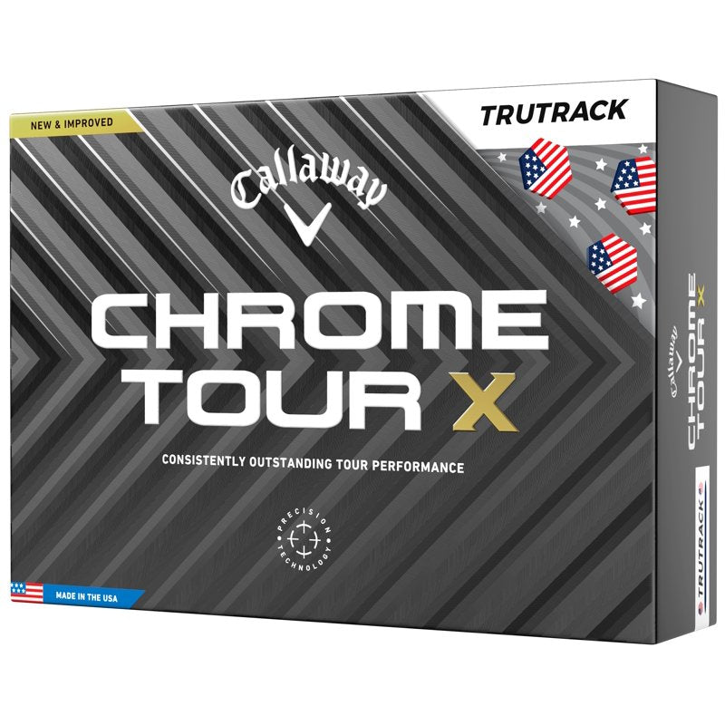 (4 Pack) Callaway Chrome Tour X TruTrack Golf Balls - 1 Dozen, 4 Ball Pack