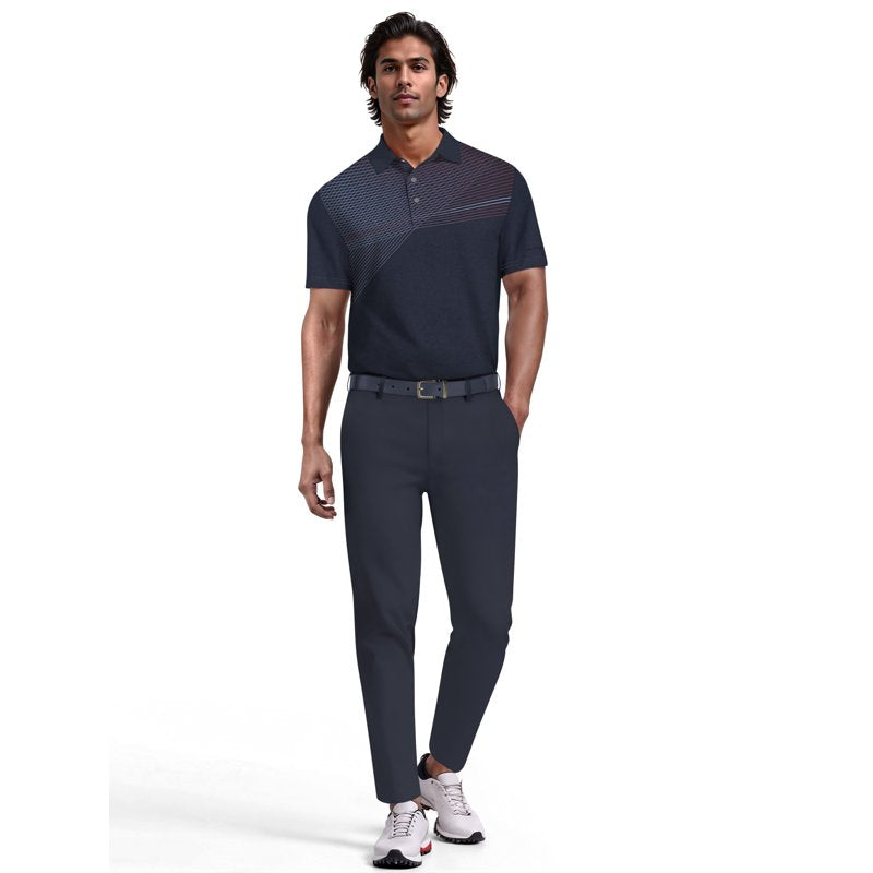 Men's & Big Men's Assymetric Heather Printed Golf Polo - Moisture-Wicking, UV Protection