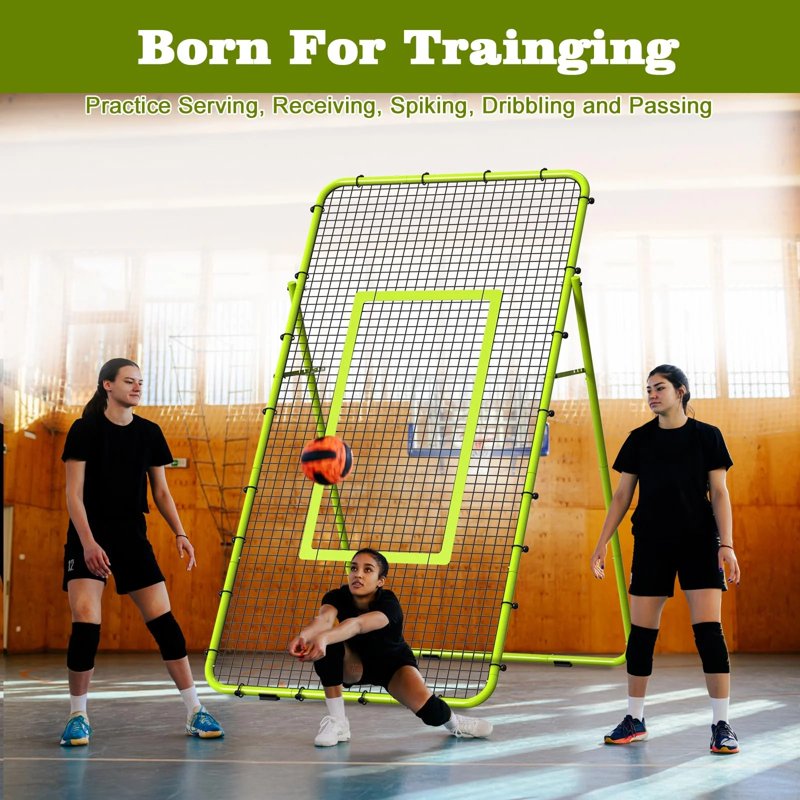 Adjustable Volleyball Rebounder Net 7x4 FT with Steel Frame & Multi-Angle Practice
