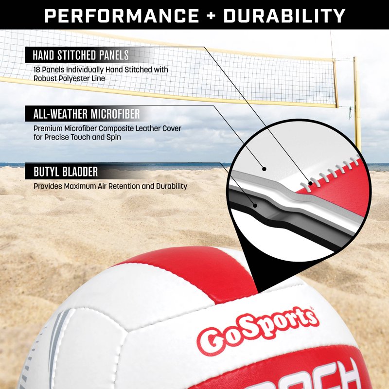 Outdoor Beach Volleyball Set 6 Pack - Regulation Size & Weight with Pump & Mesh Bag