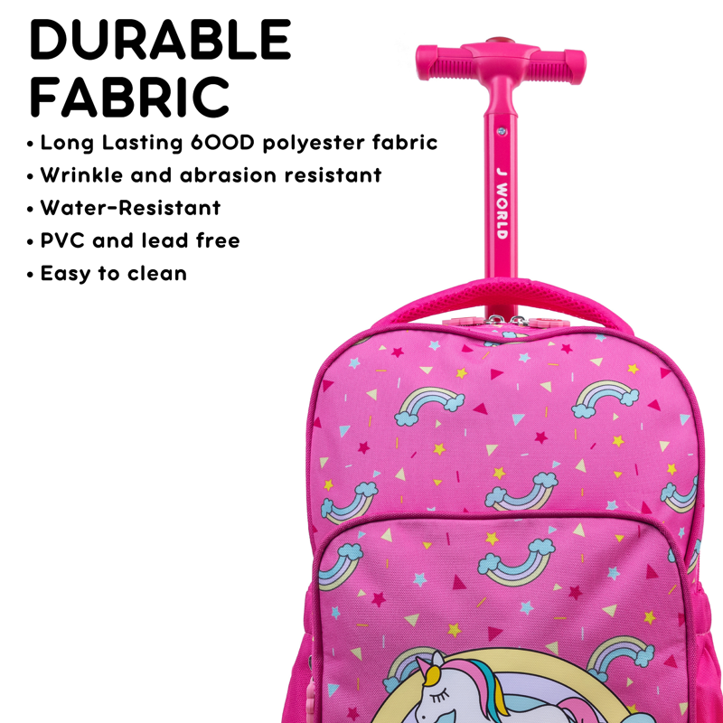 Kids Sparkle 15-Inch Rolling Backpack for School & Travel - Unicorn & More