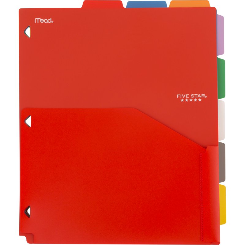 8-Pack Durable Plastic Binder Dividers with Pocket - Write-On/Wipe-Off Tabs
