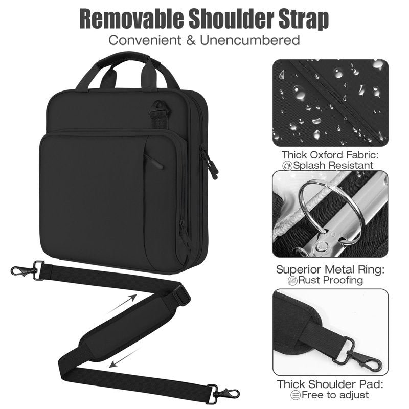 2-Inch 3-Ring Zipper Binder with Strap Handle, Multi-Pocket Office & School Organizer