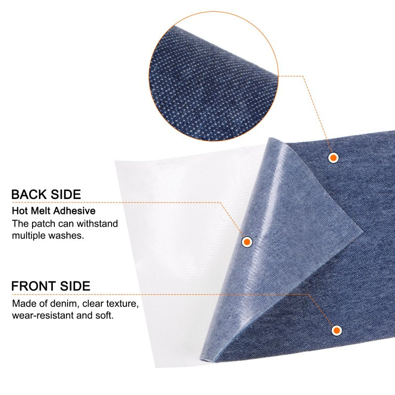 Denim Iron-On Patches for Clothing Repair and Decoration 4x59 Inches Dark Blue