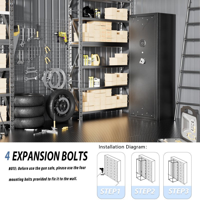 Large Gun Safe with Removable Shelf and Gun Rack - Secure Storage for 10-15 Firearms