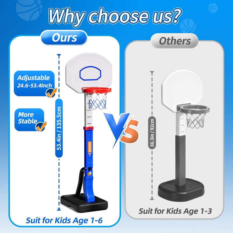 Adjustable Indoor Outdoor Kids Basketball Hoop Set for Ages 3-8 - Family Play Gift