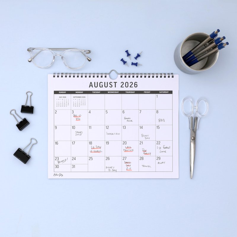 Large Print Academic Year Wall Calendar 2026-2027, 11 x 8.75 Inch, Durable Twin Wire Binding