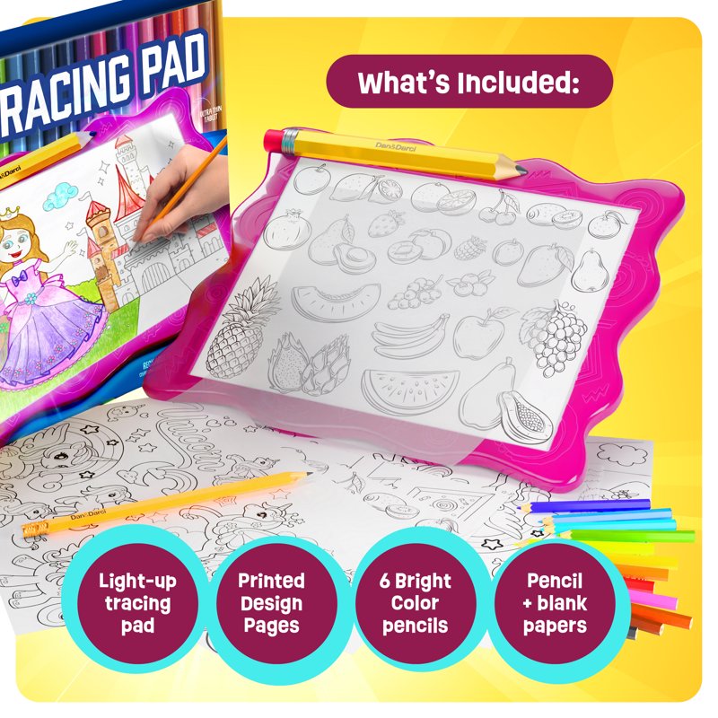 Light Up Tracing Pad for Kids – Art & Craft Drawing Tablet with Supplies