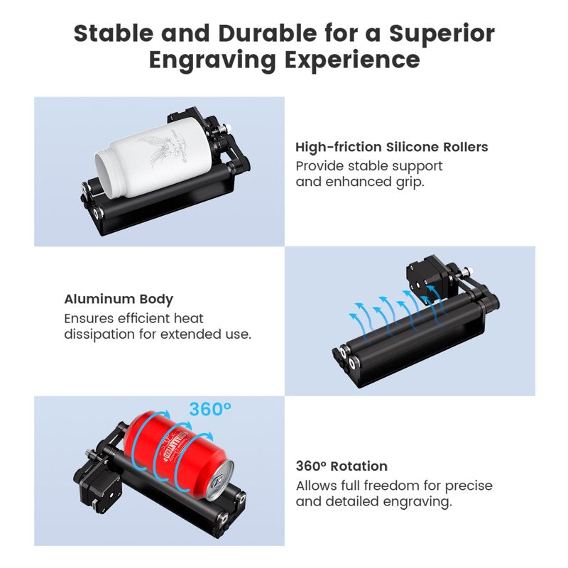 Laser Rotary Roller for Cylindrical Engraving, Adjustable Diameter 1-41mm