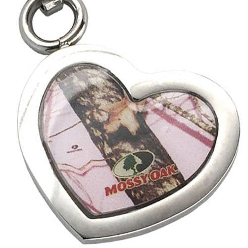 Pink Camo Heart Necklace - Mossy Oak Camouflage Jewelry Gift
