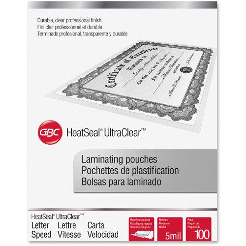 GBC UltraClear Thermal Laminating Pouches Letter Size 8.5x11.5 Inches 5 Mil Glossy