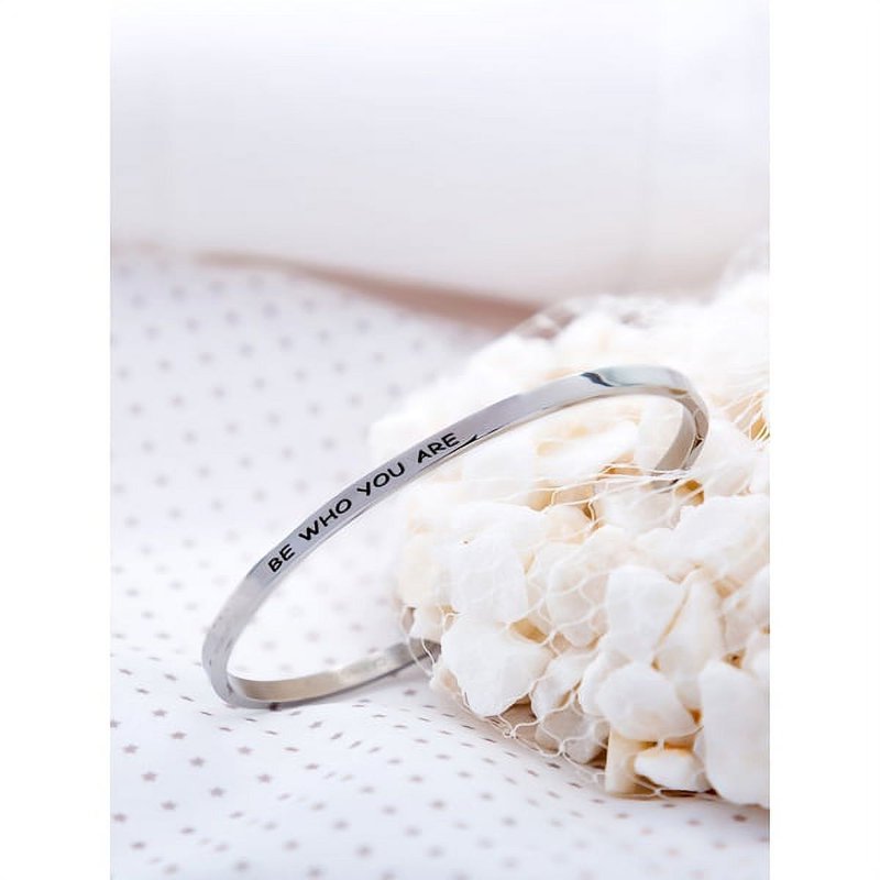 8-Inch Stainless Steel Saying Bracelet - Inspirational Jewelry for Women