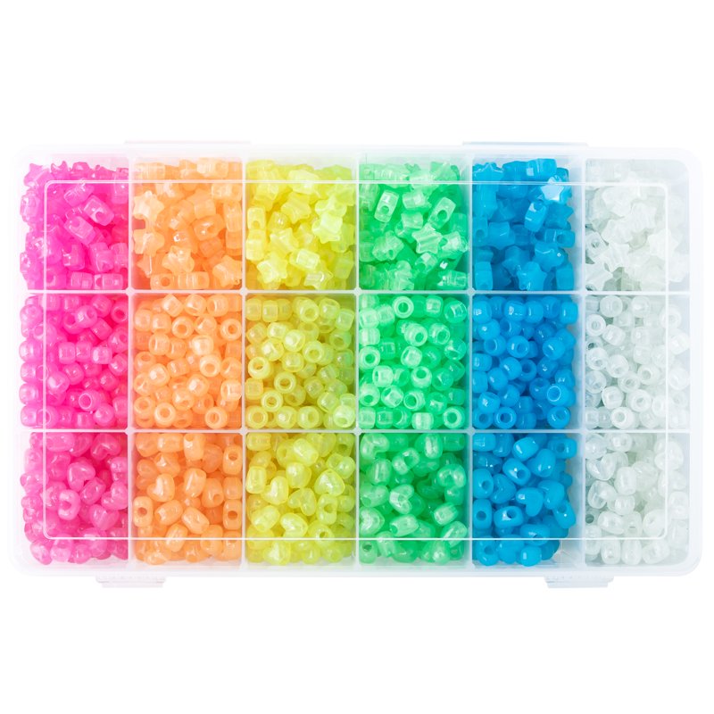 Glow-In-The-Dark Bead Set with Heart, Star, Pony Shapes - Craft Supplies