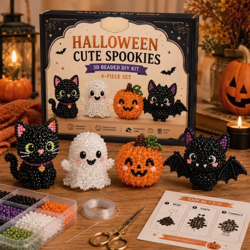 Mini 3D Beaded Animal Craft Kit for Halloween DIY Embroidery Gift