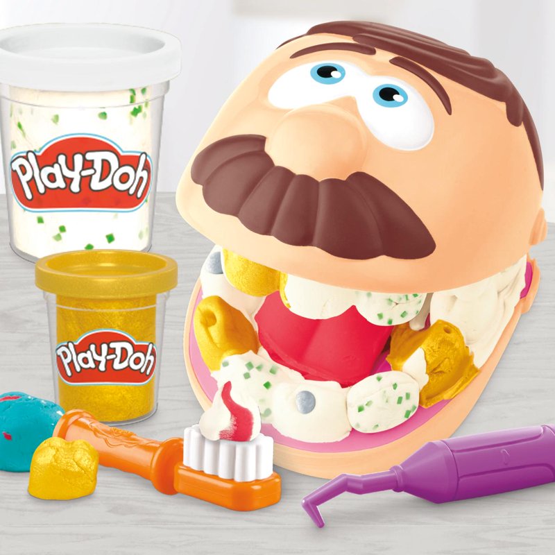 Play-Doh Dentist Playset with 8 Modeling Cans and 10 Dental Tools for Kids 3+
