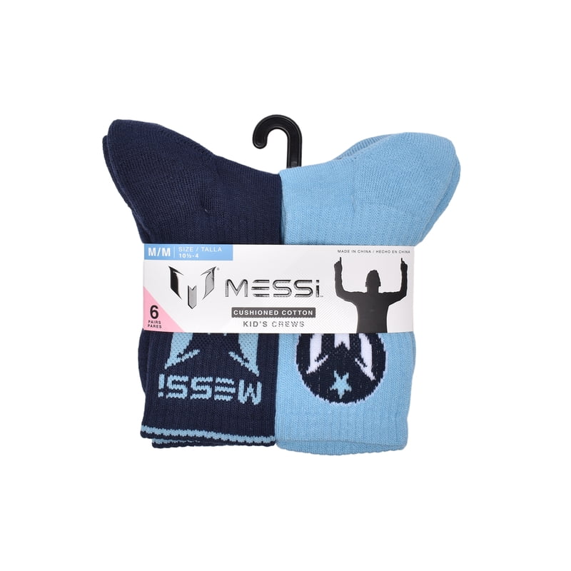Messi Boys Crew Socks 6-Pack - Blue, Size S-L (Variation: Blue, M)