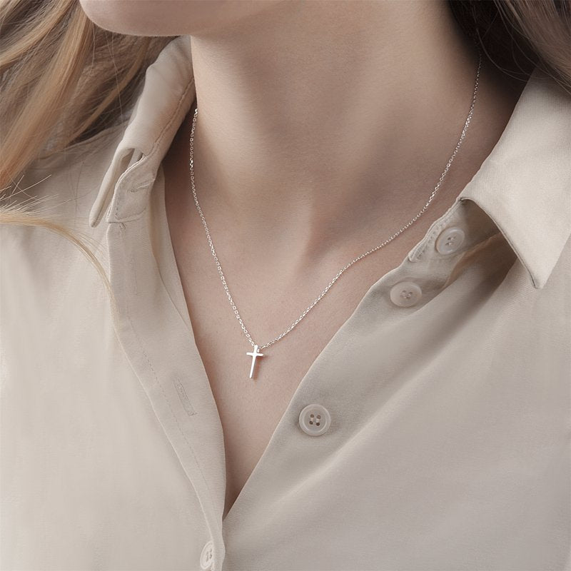 Encouraging Faith Necklace for Her - Sterling Silver Cross Jewelry Gift