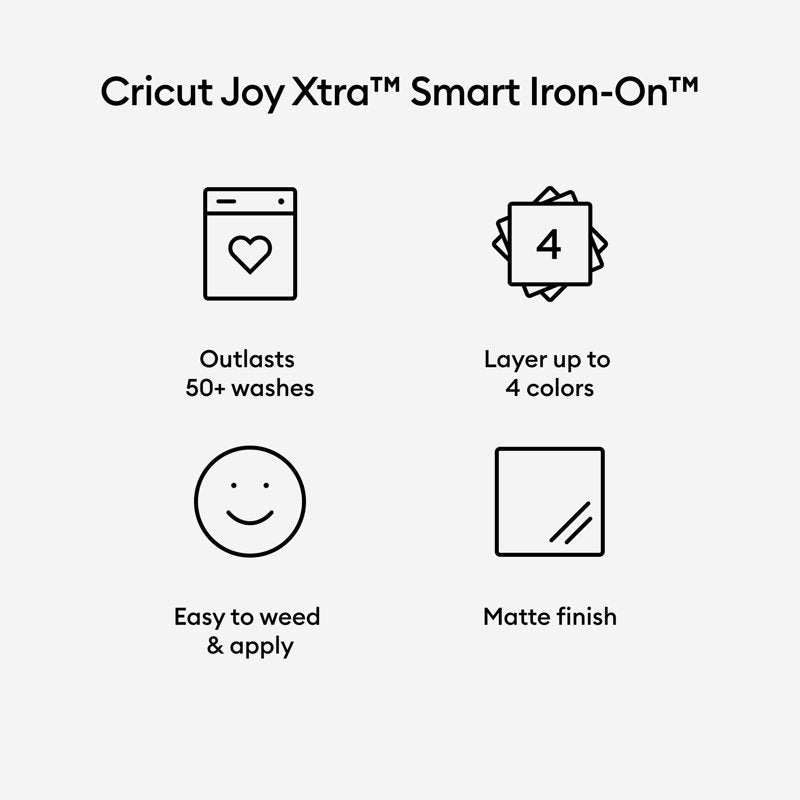 Smart Iron-On Vinyl for Cricut Joy Xtra - 9.5x24 Inches, Multi-Color Options