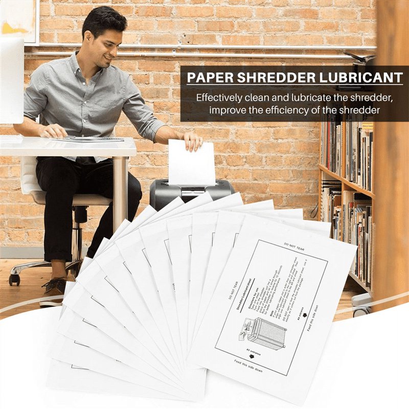12PCS Shredder Lubricant Sheets for Office Paper Shredders - Easy Lubrication