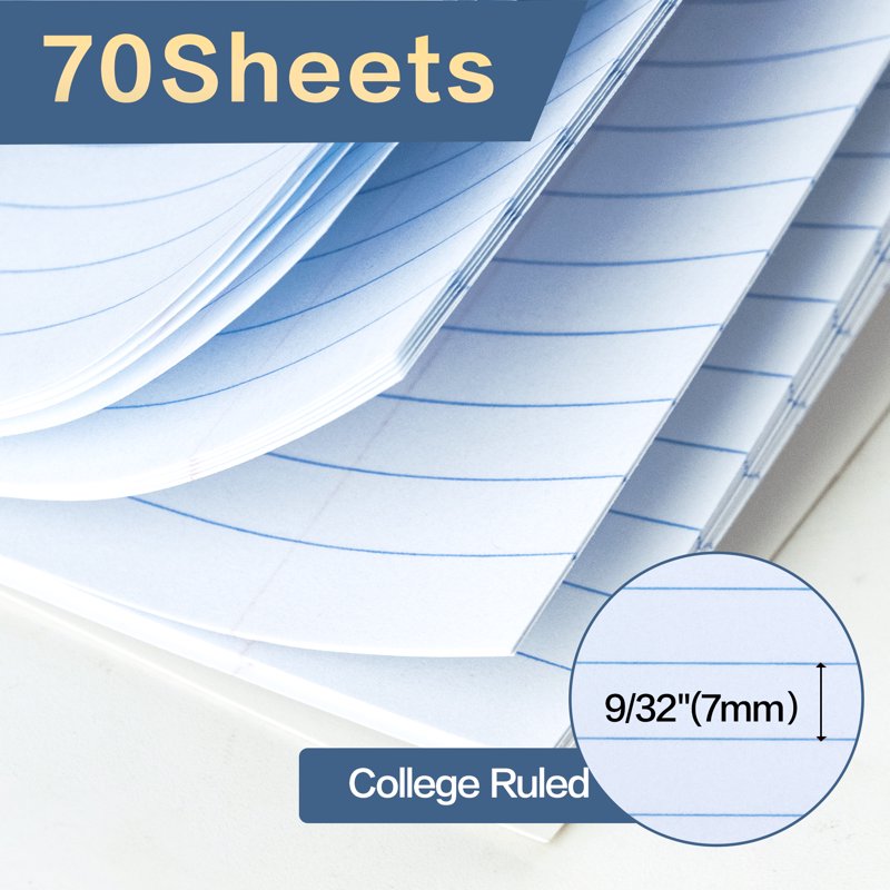 Spiral Notebook 6 Pack - College Ruled, Thick Paper, Assorted Colors, 8x10.5 Inches