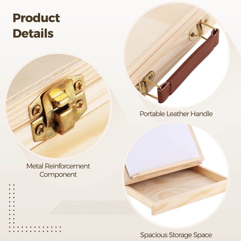 Portable Wooden Artist Sketchbox Easel with Storage Drawer & Adjustable Height