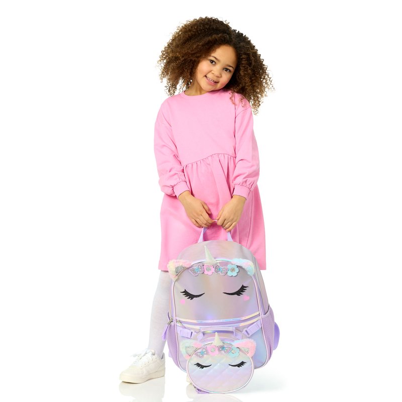 Unicorn Backpack and Lunch Box Set for Kids - 17-Inch School Bag with Insulated Lunchbox