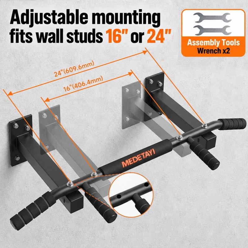 Heavy Duty Wall Mounted Pull Up Bar for Home Gym with Suspension Anchors