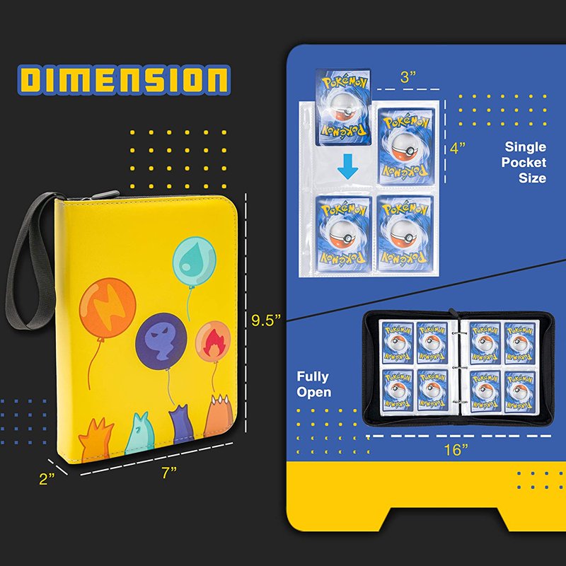 Waterproof Trading Card Binder Case with Zipper & 50 Removable Sleeves — Holds Up to 400 Cards, Portable Sports Storage Album