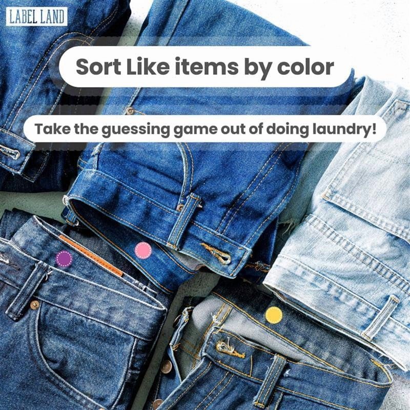 Color Coded Iron-On Dot Labels 200 Pack - Washable Fabric Clothing Stickers