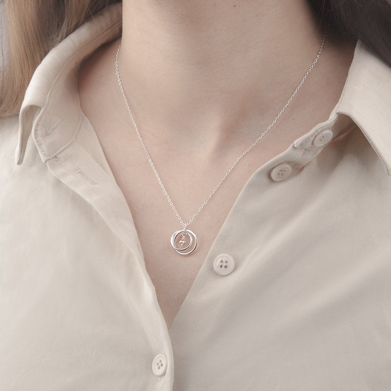 Personalized 21st Birthday Necklace for Her - 925 Sterling Silver Double Circles Gift