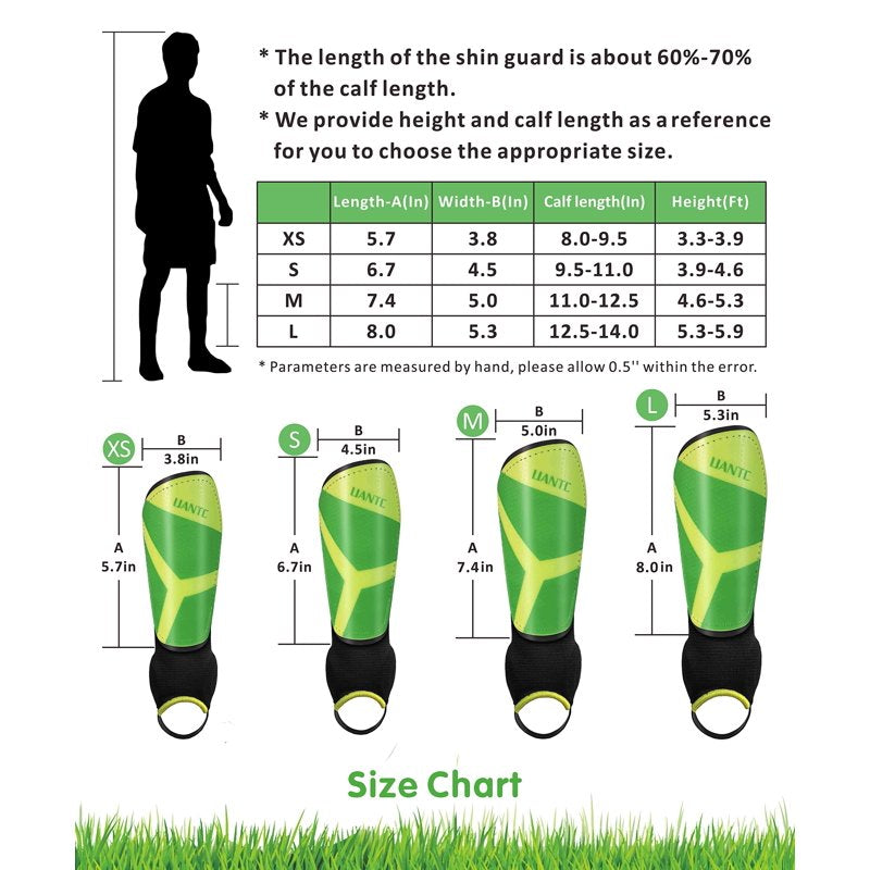 Shin Guards with Ankle Protection - 1 Pair Kids Soccer Youth Guard with Adjustable Straps Green