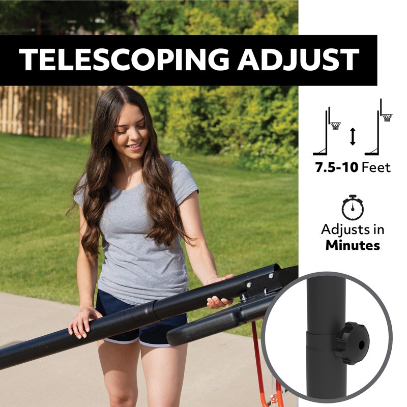 Portable 44-Inch Adjustable Basketball Hoop with Shatterproof Backboard