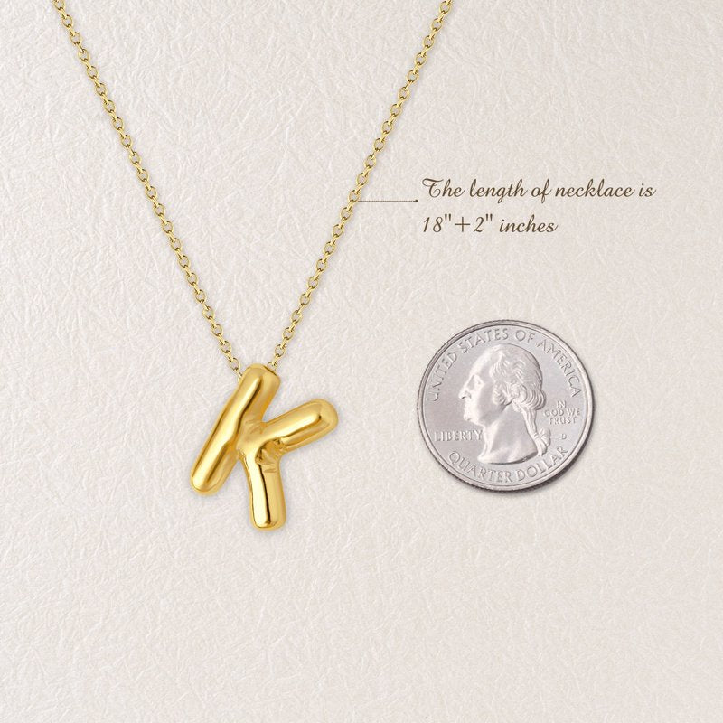 Personalized Balloon Letter Necklace for Women Girls - Initial G, Silver or Gold