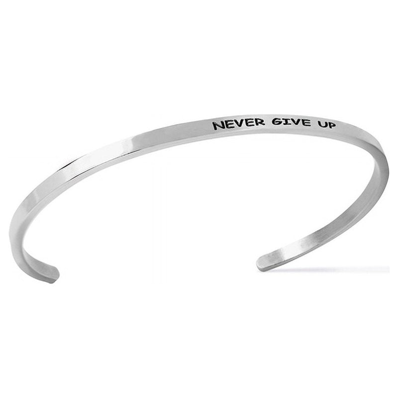 Motivational Stainless Steel Saying Bracelet 8-inch - Unisex Adult Jewelry